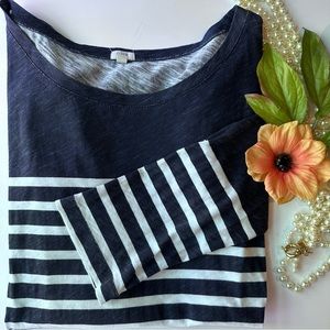J.Crew Color Block Striped Tee w/3/4 Length Sleeves